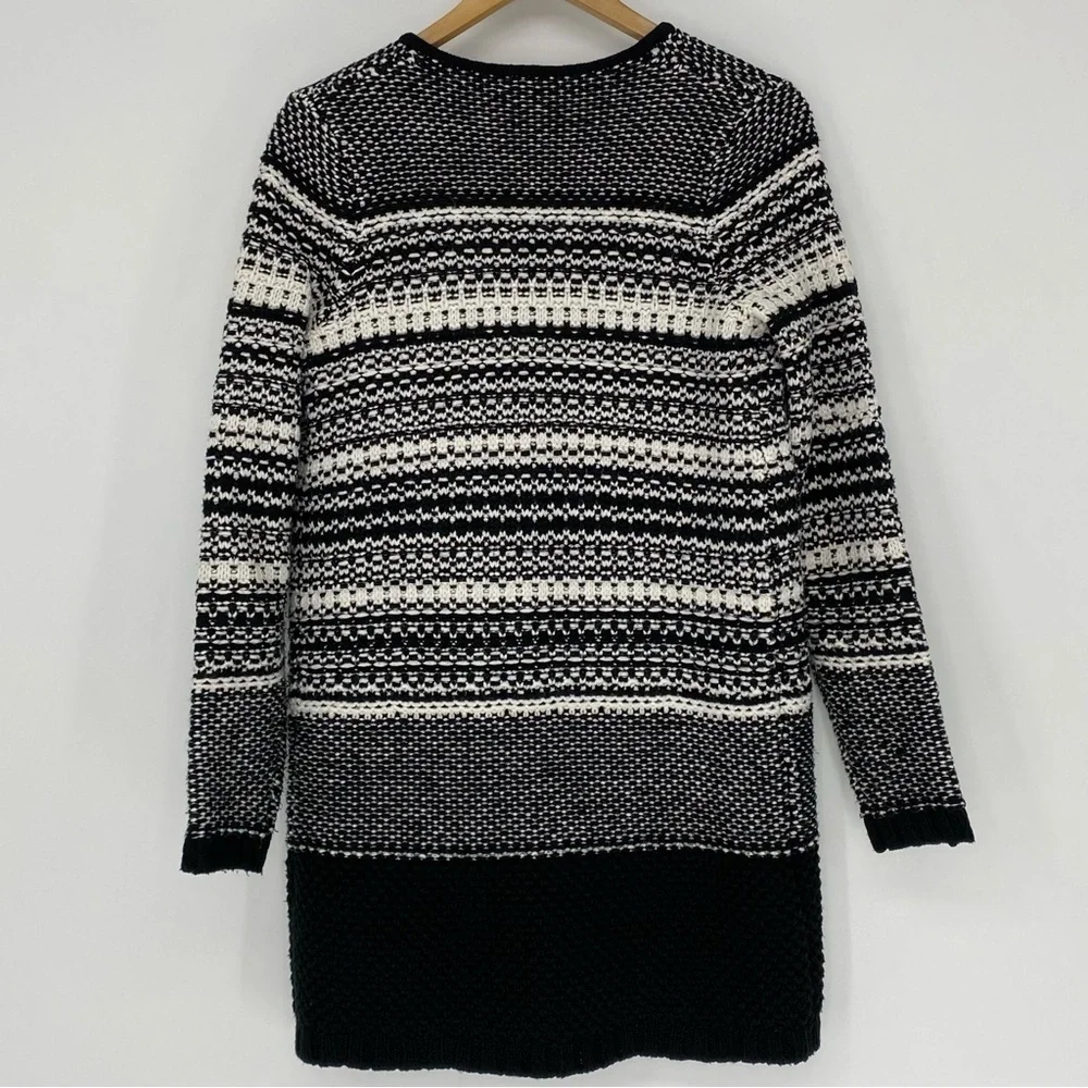 Ann Taylor Black and White Ombre Knit Sweater Coatigan, XS